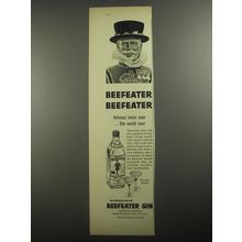 1956 Burrough's Beefeater Gin Ad - Beefeater Beefeater Famous twice over
