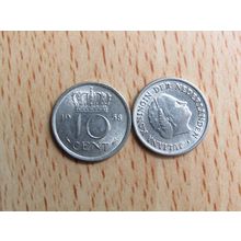 Netherlands 1957 10 Cents Coin