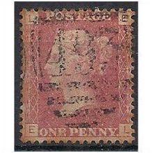 1858 SG43 1d Red Plate 158 Good Used Check Letters "EL".