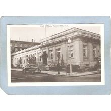 Rhode Island Woonsocket Postcard Post Office Street Scene Intersection w/O~1256