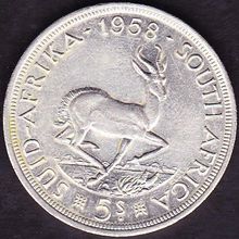 1958 South Africa 1 Crown Silver Coin