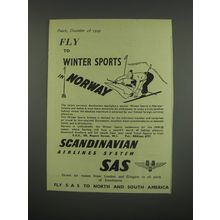 1949 SAS Scandinavian Airlines System Ad - Fly to winter sports in Norway