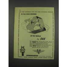 1949 SAS Scandinavian Airlines System Ad - To the four corners of the world
