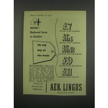 1949 Aer Lingus Irish Air Lines Ad - Now! Reduced fares to Dublin Fly any day
