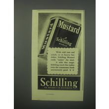 1938 Schilling Mustard Ad - With cold cuts and salads