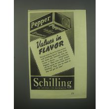 1938 Schilling Pepper Ad - Values in Flavor