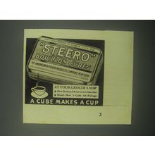 1938 Steero Bouillon Cubes Ad - A cube makes a cup