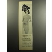 1957 Peck and Peck Fashion Ad - Sunbound version of our cashmere coordinates