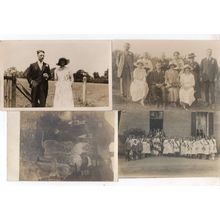 Weddings & Wine Drinking In Country Fields 4x Old Postcard s