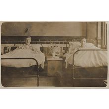 Hospital Bed Startled Patients Ward in Pyjamas RPC Old Postcard