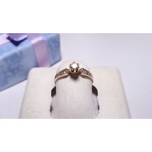 Vintage .15ctw Diamond Solitaire w/accents 14Kt YG S-4 1/2 Engagement Ring#22517