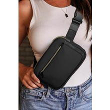 Black Minimalist Multi-zipped Crossbody Bag