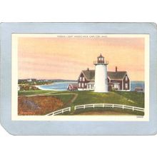 MA Woods Hole Lighthouse Postcard Bobeska Light Cape Cod lighthouse_box1~540