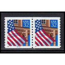 2913v 32c U.S. Flag Over Porch Very Fine MNH LGG CNP Left 78767 PA1713