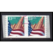 Used 3281c 33c U.S. Flag Over City Very Fine CNP Left 4443 PA2086