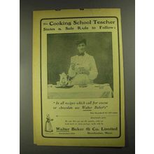1903 Baker's Cocoa Ad - Cooking School Teacher