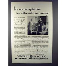 1930 General Electric Refrigerator Ad - Quiet Always