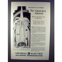 1930 General Electric Refrigerator Ad - Trouble Proof