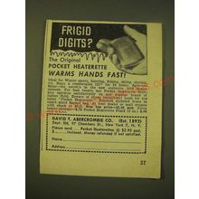1950 David. T. Abercrombie Pocket Heaterettes Ad - Frigid Digits?