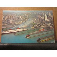 SHIPS IN PORT, NEW YORK CITY, USA used postcard 1966 pm =