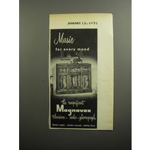 1951 Magnavox Television - Radio - Phonograph Ad - Music for every mood