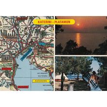 Katerini Greece Sunset Map Lilo Postcard