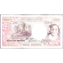 1985 Tahiti Banknote 1,000 Francs Sig 5