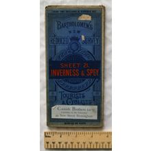 Vintage: Bartholomew's New Reduced Survey Coloured linen map Sheet 21 Inverness