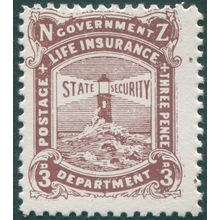 New Zealand 1931 3d brown-lake Perf 14 Life Insurance SGL35 MNH