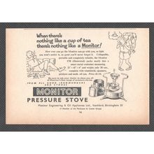 MONITOR ENGINEERING of BIRMINGHAM Pressure Stove :- Original Vintage 1957 Advert