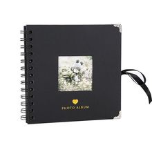 Woodside Home Living Metal Corner Scrap Book Style Photo Album 17cm x 17cm Black
