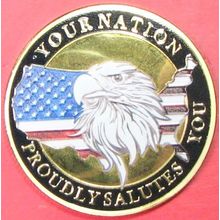 Thank You For Your Service. Challenge Coin. Gold Tone 1.50". 58b.