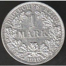1910 A Germany 1 Mark Silver Coin