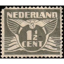 Netherlands 1935 Numeral 1 1/2c Used Stamp Wings Bird .