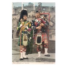 PIPERS, EDINBURGH CASTLE, SCOTLAND. vintage unused postcard by John Hinde =