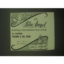 1945 The Blue Angel Advertisement - continuous entertainment from 10 P.M.