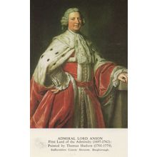 Admiral John Anson 1600s Navy Ship Commander Painting Postcard