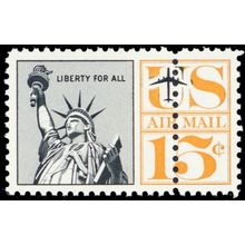 C63 Var, 15¢ With Extra Row of Perforations Error Airmail Mint NH - Stuart Katz
