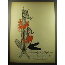 1959 Monteil Nostalgia Perfume Ad - Nostalgia Perfume turns my lamb into a wolf!