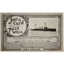 HMS Achilles Military War Ship All Is Well On Active Service RPC Old Postcard