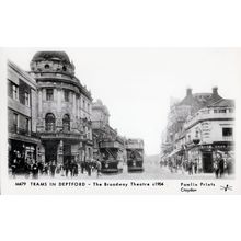 Bus Trams In Deptford London Broadway Theatre in 1904 Postcard