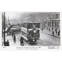 Old Finsbury Park Bus Tram London in 1922 Photo Posatcard