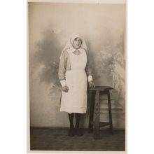 Tired House Servant Antique Real Photo Postcard