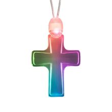 Expression of Faith Acrylic Cross Pendant Necklace with Multicolor LEDs