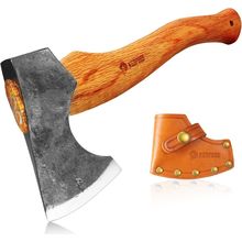 Nedfoss 13" Hatchet with Leather Sheath, Forged Carbon Steel Axe, Hatchets for C