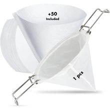 50PCS 10” Fryer Oil Filters, Deep Fryer Oil Cone Filter Filters with Folding Arm