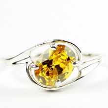 Golden Yellow CZ, 925 Sterling Silver Ring, SR186