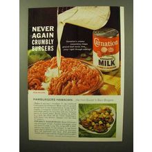 1964 Carnation Evaporated Milk Ad - Crumbly Burgers