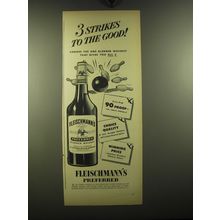 1949 Fleischmann's Preferred Whiskey Ad - 3 strikes to the good