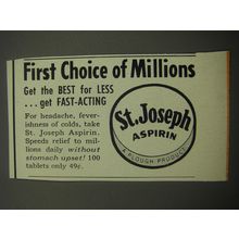 1957 St. Joseph Aspirin Ad - First choice of millions